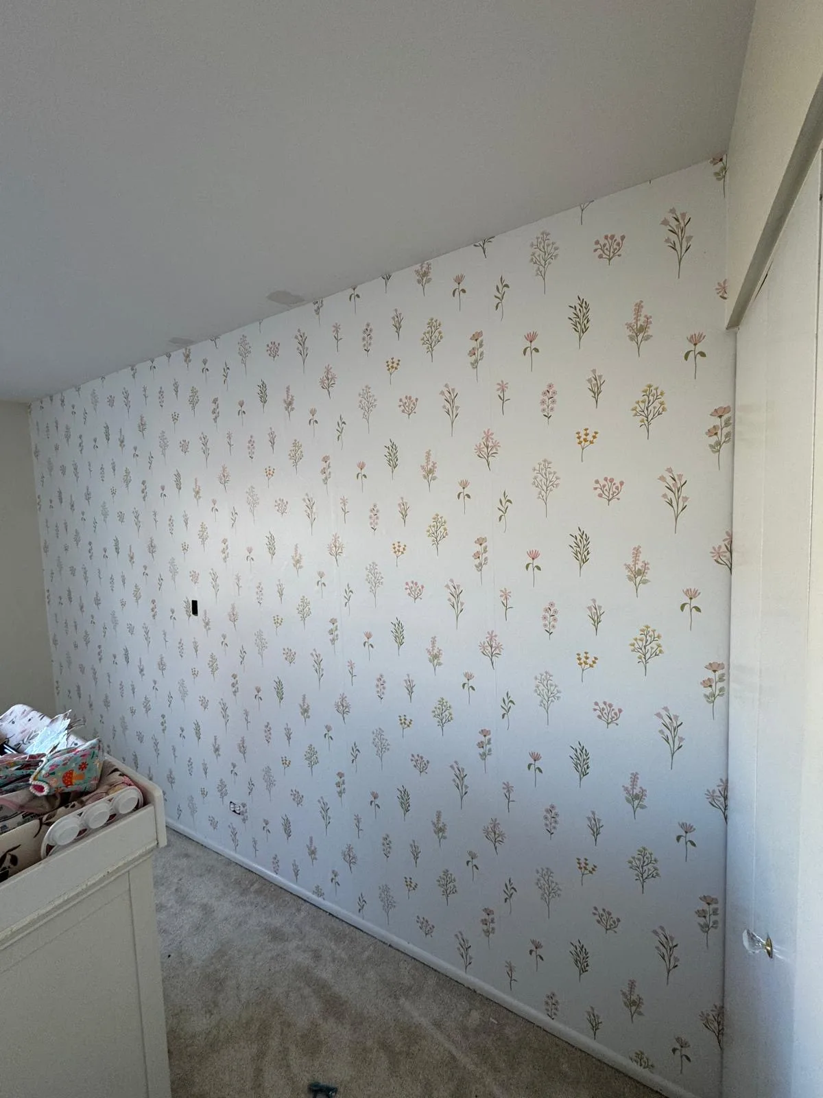 Bedroom wallpaper installation